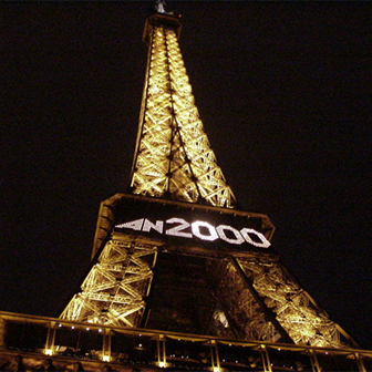 The Eiffel Tower was lit up for the new millenium
