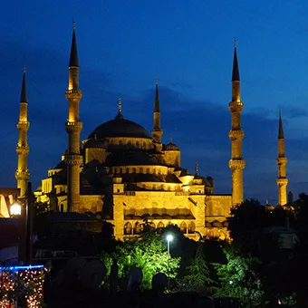 The Blue Mosque at night