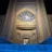 The façade of a mausoleum at night