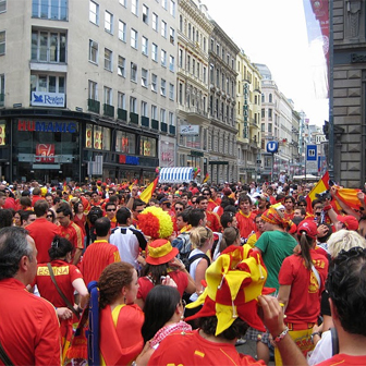 Spanish fans gathering in Vienna for Euro 2008