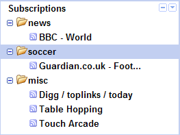 Organized RSS subscriptions